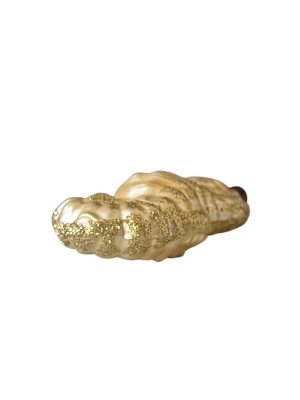 Set of 3 Neiman Marcus Metallic Gold Blown Glass Seahorse and Seashell Ornaments